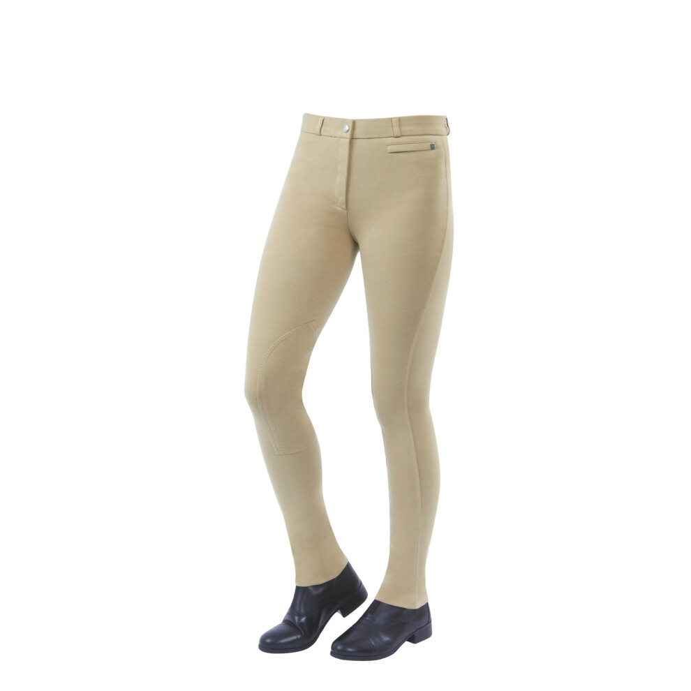 (32in, Beige) Dublin Womens/Ladies Supa-fit Zip Up Knee Patch Jodhpurs