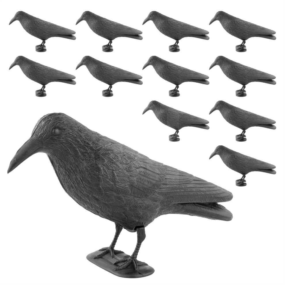 (12x Decoy Crows) Crow Decoy Full Bodied Realistic Hunting Bird Scarer