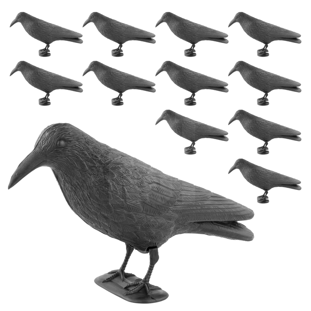 Kct (12X Decoy Crows) Crow Decoy Full Bodied Realistic Hunting Bird Scarer