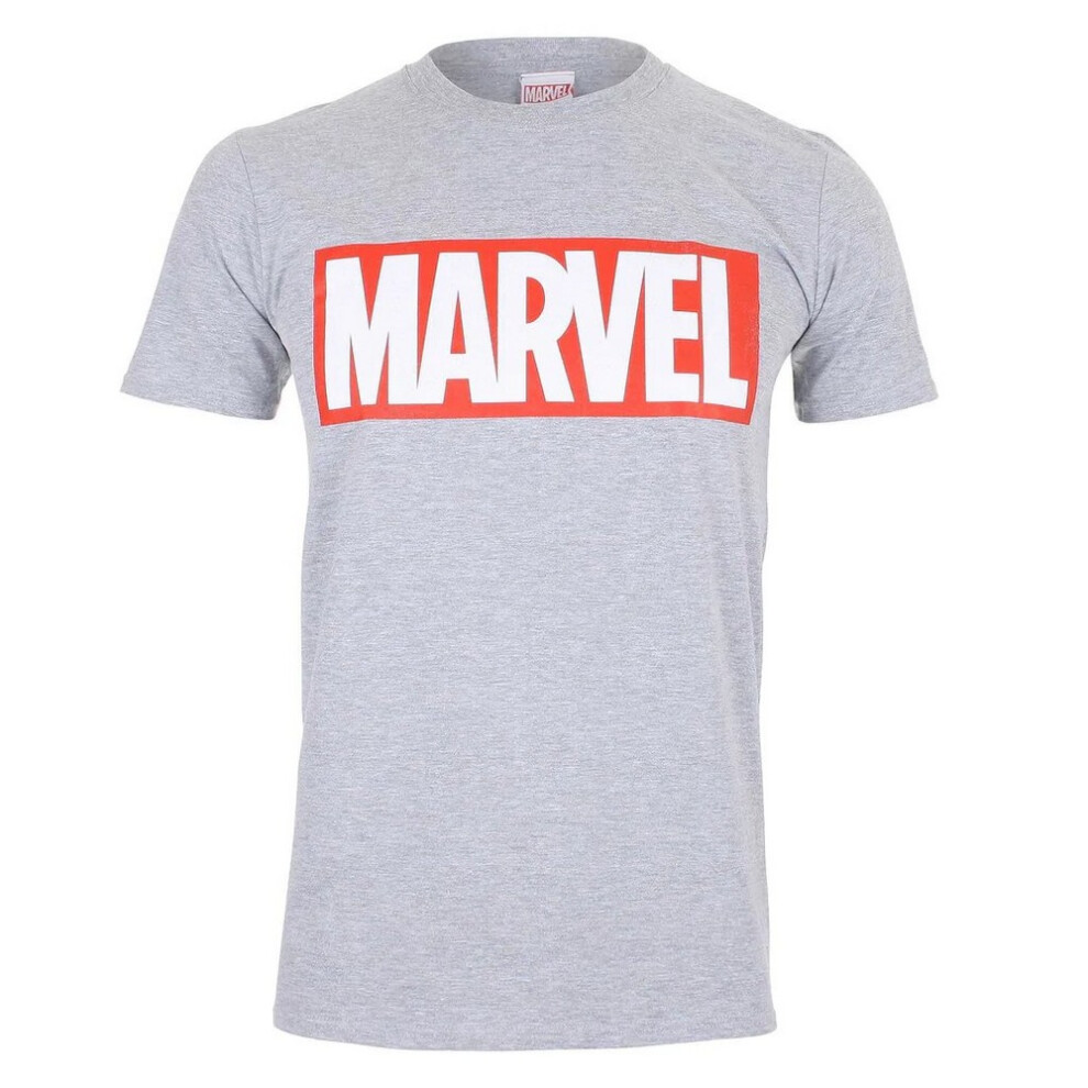 (M, Sports Grey) Marvel Comics Mens Core Logo T-Shirt