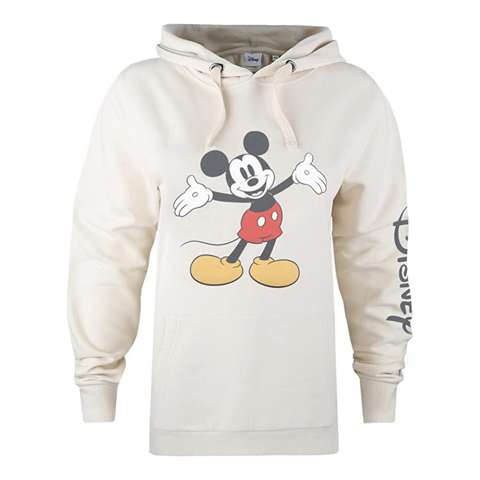 (L, Stone) Disney Womens/Ladies Open Arms Mickey Mouse Hoodie