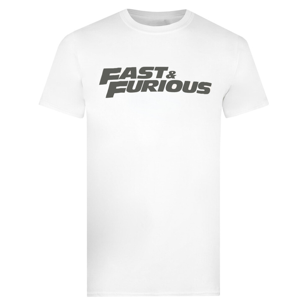 (L, White) Fast & Furious Mens Logo T-Shirt