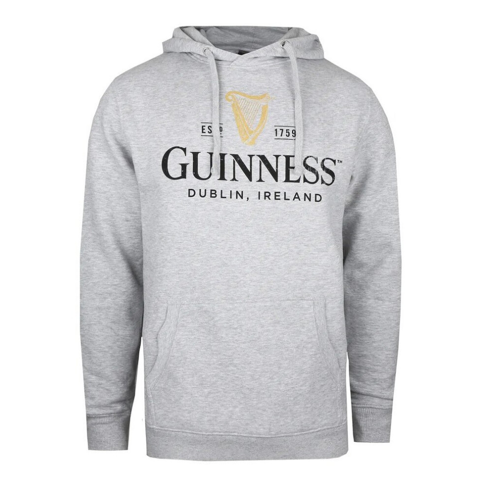 (XL, Sports Grey) Guinness Mens Harp Hoodie 