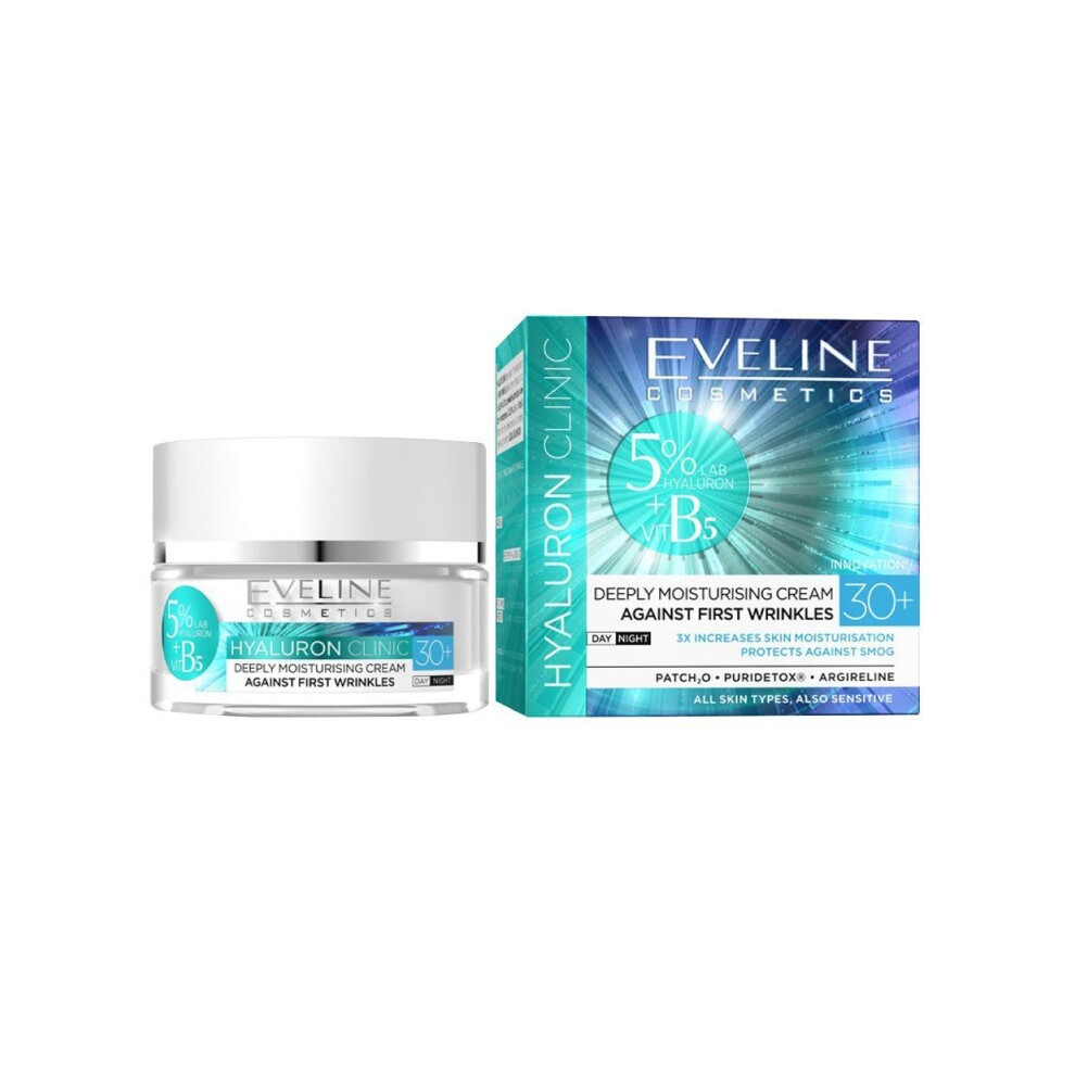 Eveline Cosmetics Hyaluron Clinic B5, Deeply Moisturising Cream Against First Wrinkles D/N 30+