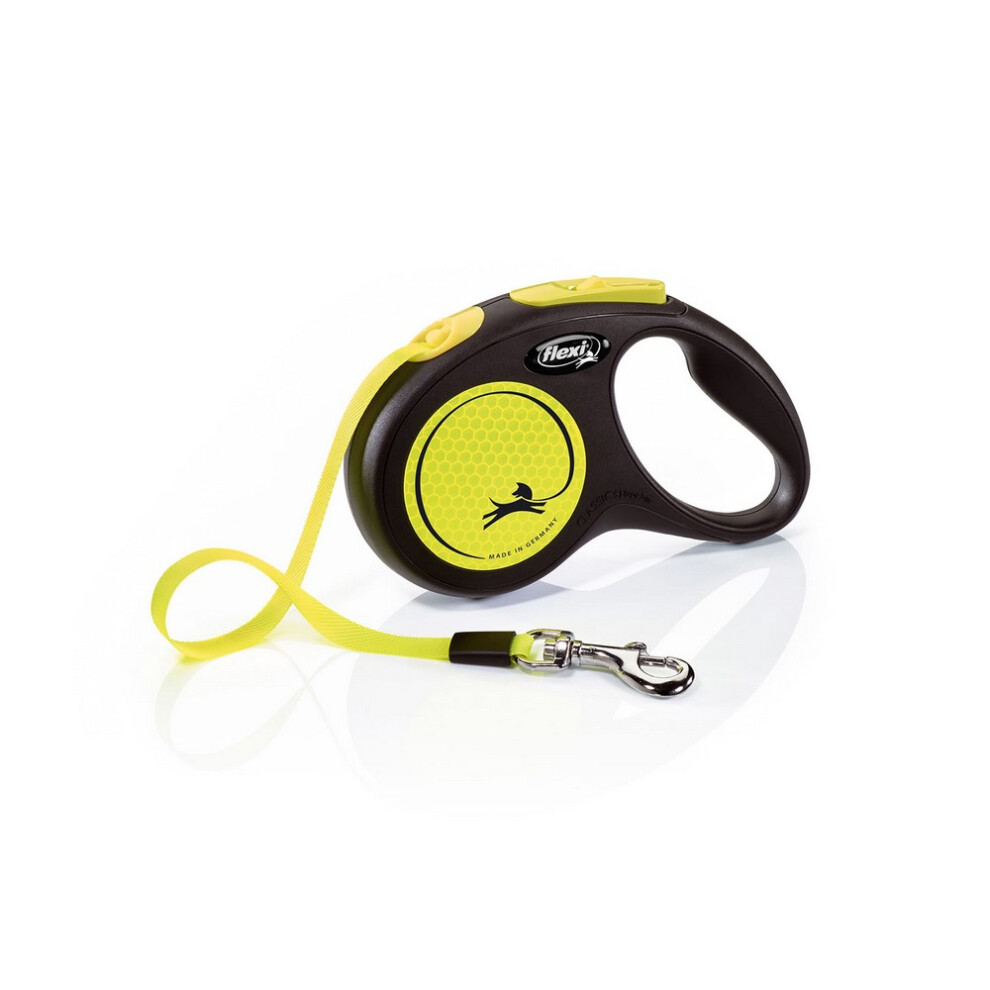 (5m, Yellow) Flexi New Neon Small Retractable Dog Lead