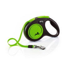 (5m, Green) Flexi New Neon Small Retractable Dog Lead