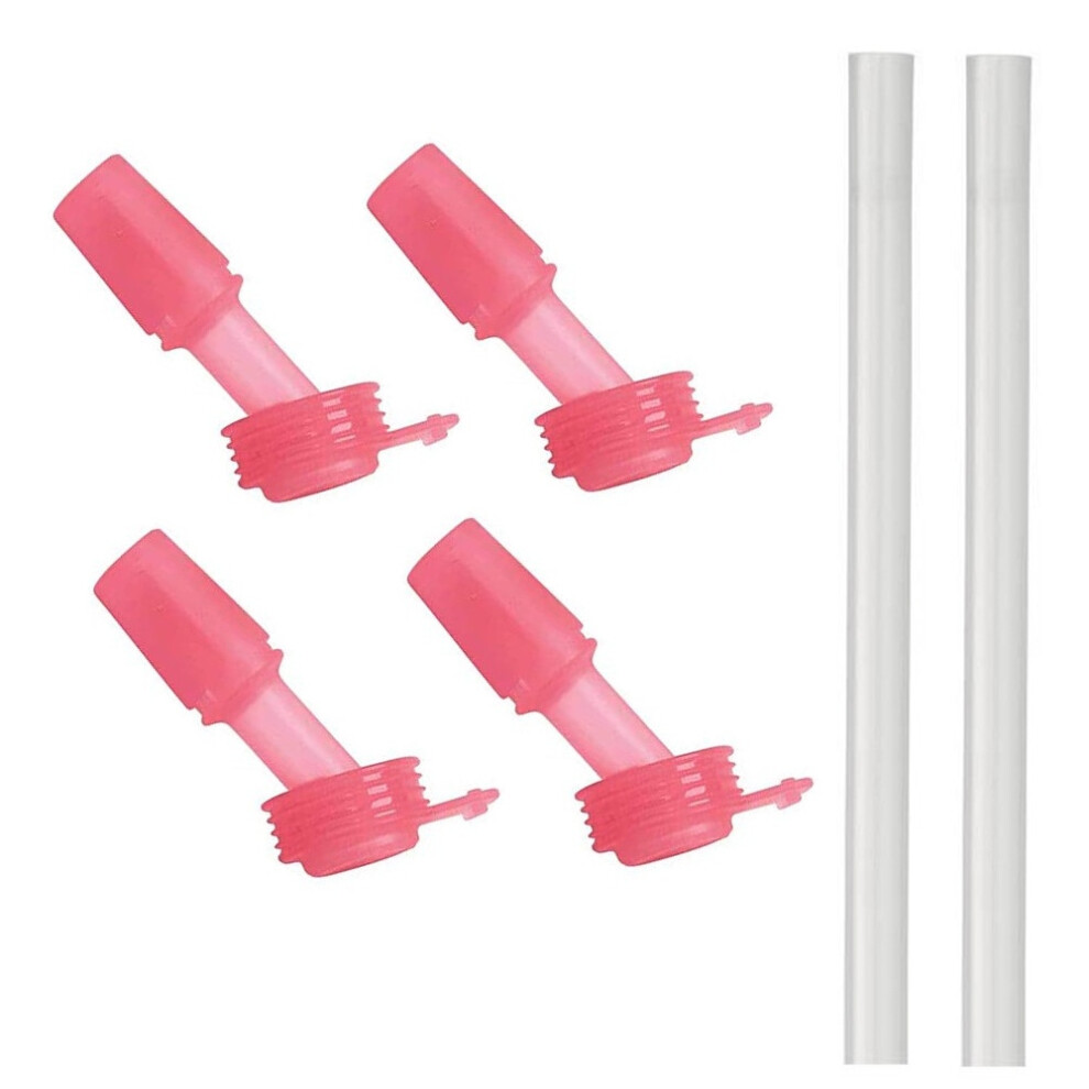 (pink) Camelbak Eddy+ Kids Bottle replacement Bite Valves 4 valve pack - with 2 straws