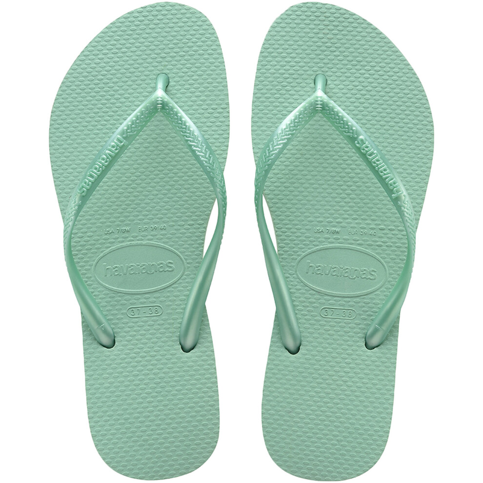 (10/11K, Green Dew) Havaianas Slim Girls Flip Flops