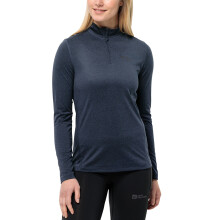 (S, Night Blue) Jack Wolfskin Womens Sky Thermal Half Zip Baselayer Fleece Top