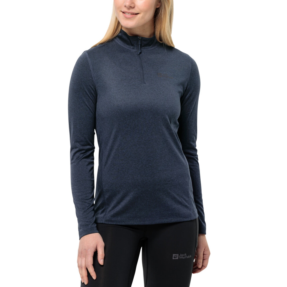 Jack Wolfskin (S, Night Blue) Womens Sky Thermal Half Zip Baselayer Fleece Top