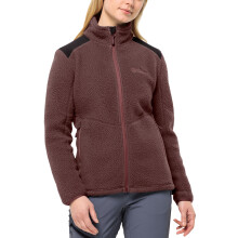 (S, Maroon) Jack Wolfskin Womens Kammweg Pile Full Zip High Neck Fleece Jacket