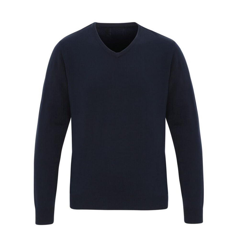(XS, Navy) Premier Mens Essential Acrylic V-Neck Sweater