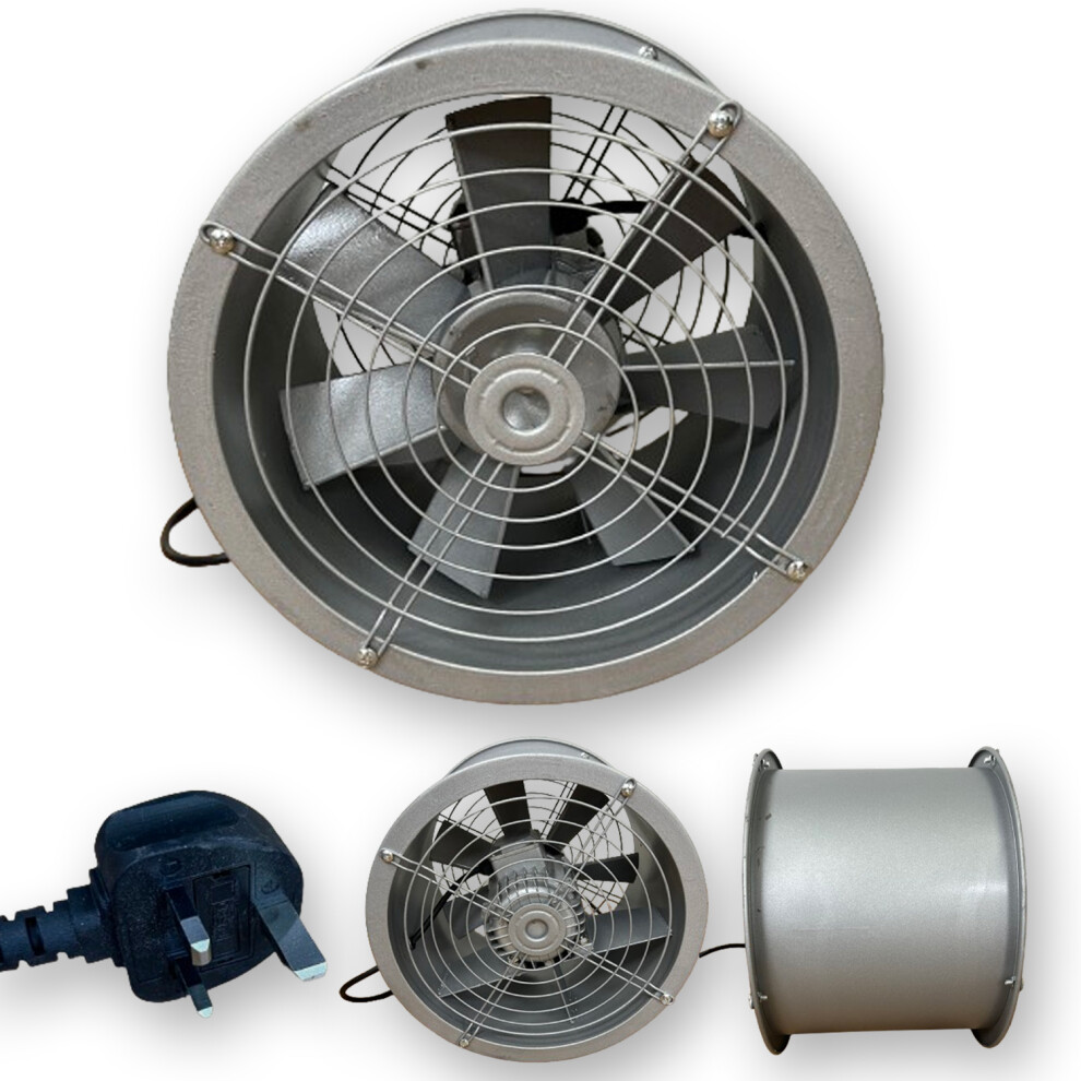 (12" Inches 300mm) Powerful Commercial Axial Metal Canopy Extractor Exhaust Duct Fan 12" 16" 18" 20"