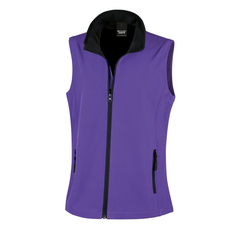 (M, Purple / Black) Result Core Womens/Ladies Printable Softshell Bodywarmer