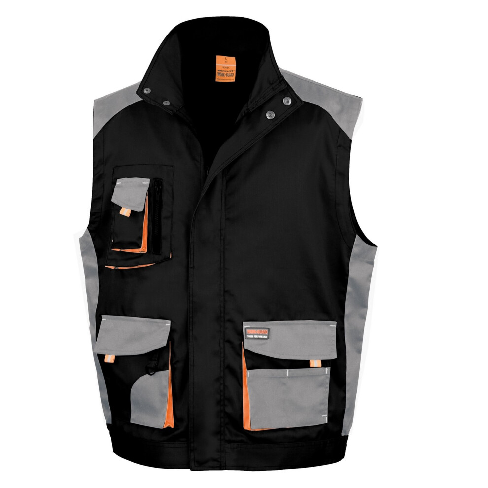 (2XL, Black / Grey / Orange) Result Mens Work-Guard Lite Workwear Gilet / Bodywarmer (Breathable And Windproof)