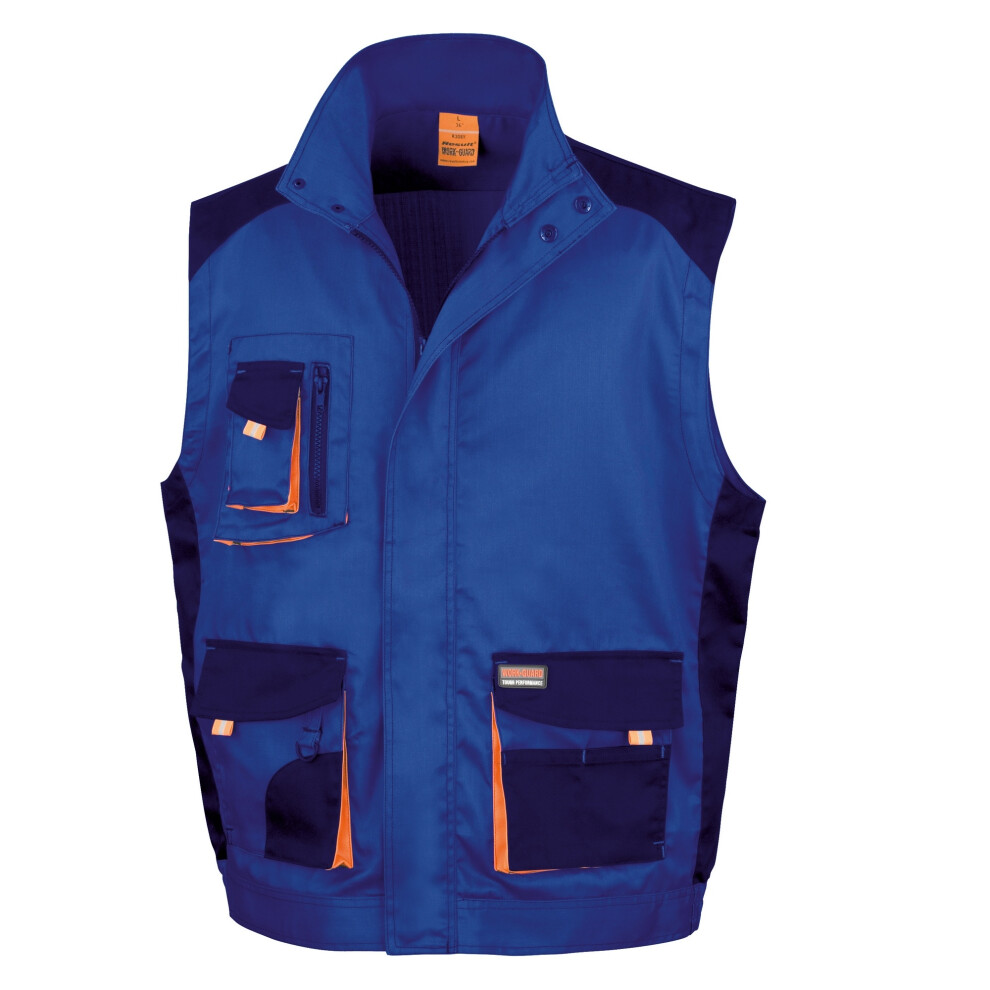 (XS, Royal / Navy / Orange) Result Mens Work-Guard Lite Workwear Gilet / Bodywarmer (Breathable And Windproof)