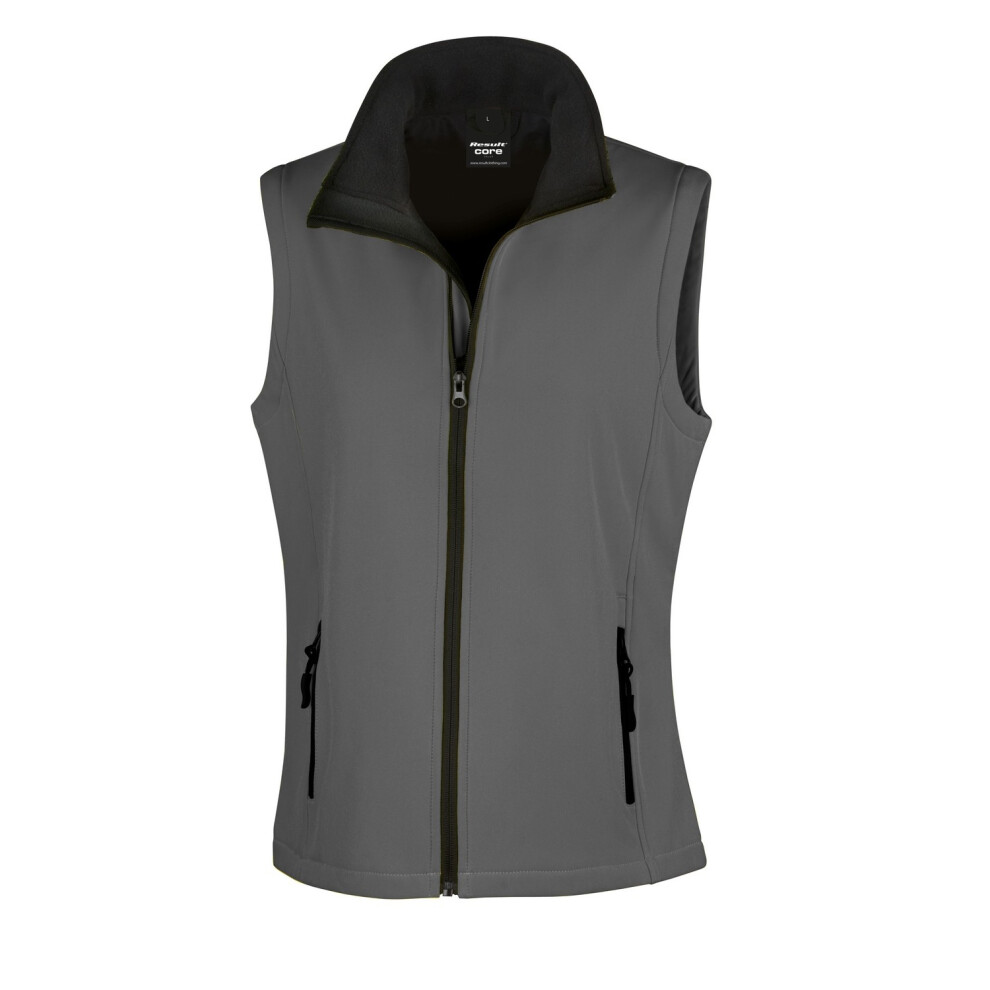 (2XL, Charcoal / Black) Result Core Womens/Ladies Printable Softshell Bodywarmer