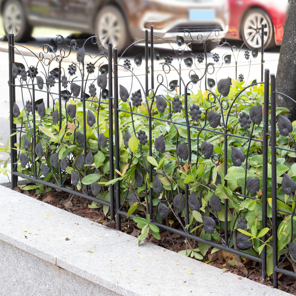 5 Panels Garden Fence Metal Decorative Fencing Border Pet Barrier 7427274605749