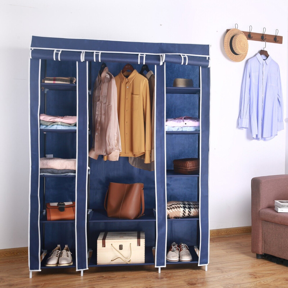 Canvas Wardrobe Organizer- Triple - Blue-image-OPC-PDH9HJD-NEW