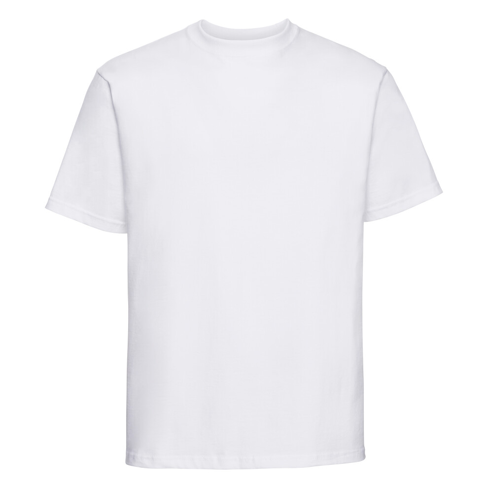 (2XL, White) Russell Europe Mens Classic Heavyweight Ringspun Short Sleeve T-Shirt