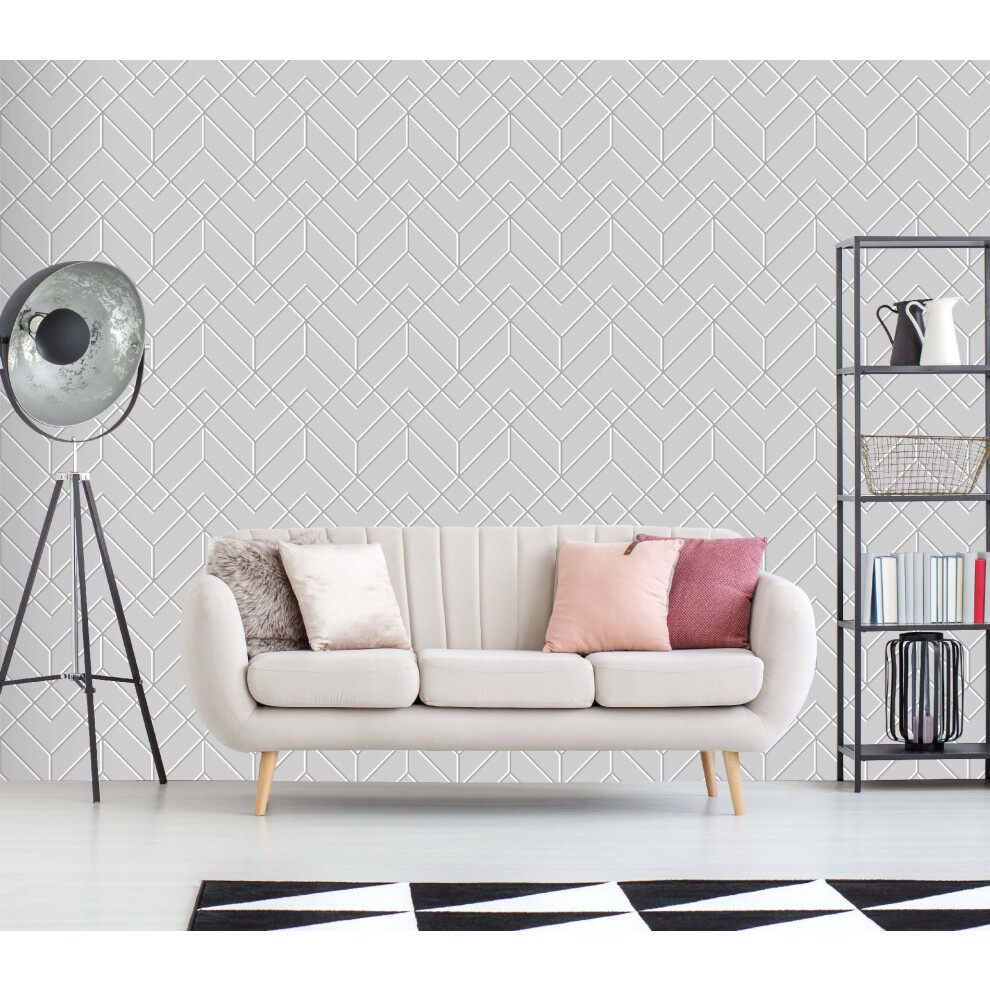 Superfresco Easy Losanges Filaires Silver Wallpaper (WAS 20.99)