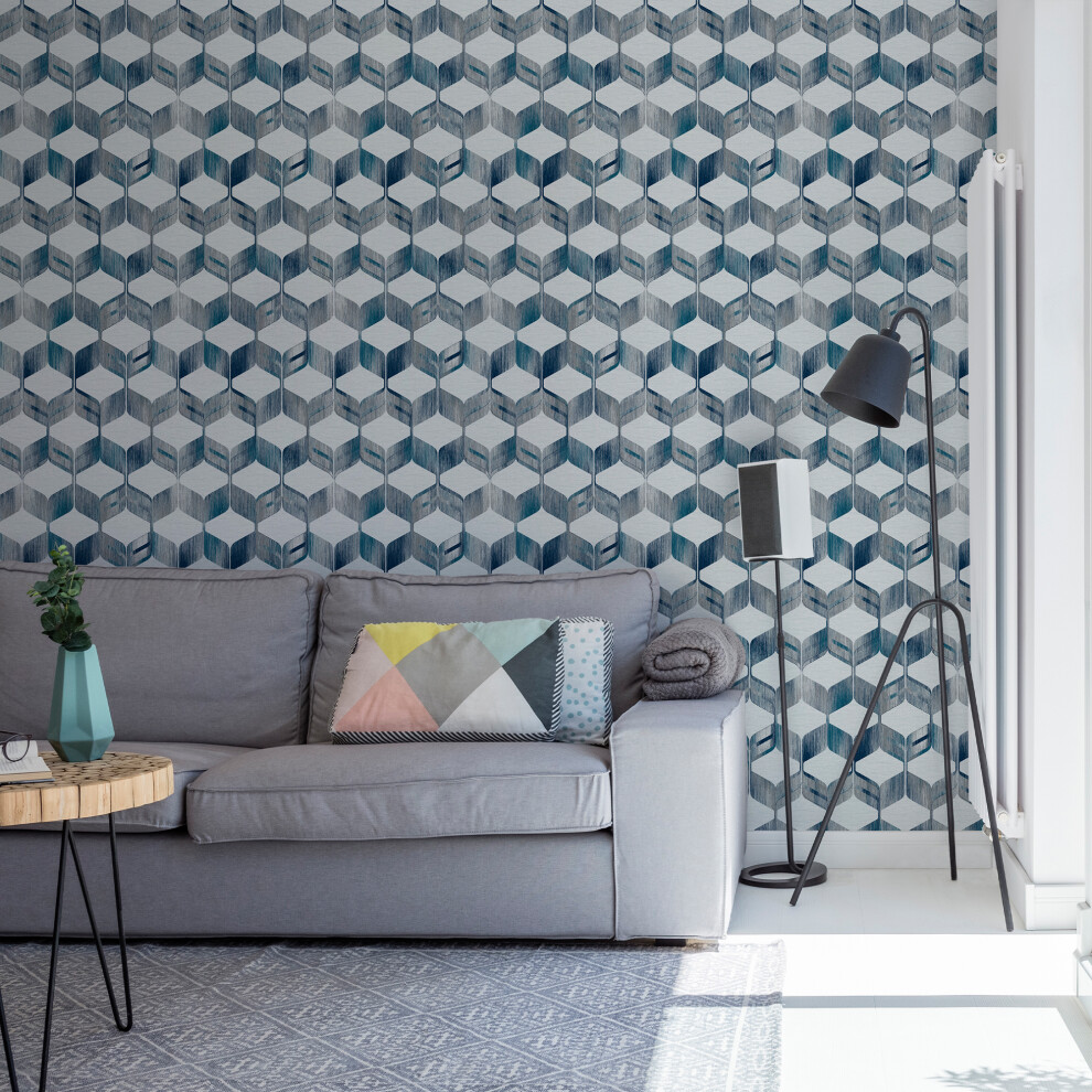 Fresco Blue Maya Geometric Wallpaper (Was 12)