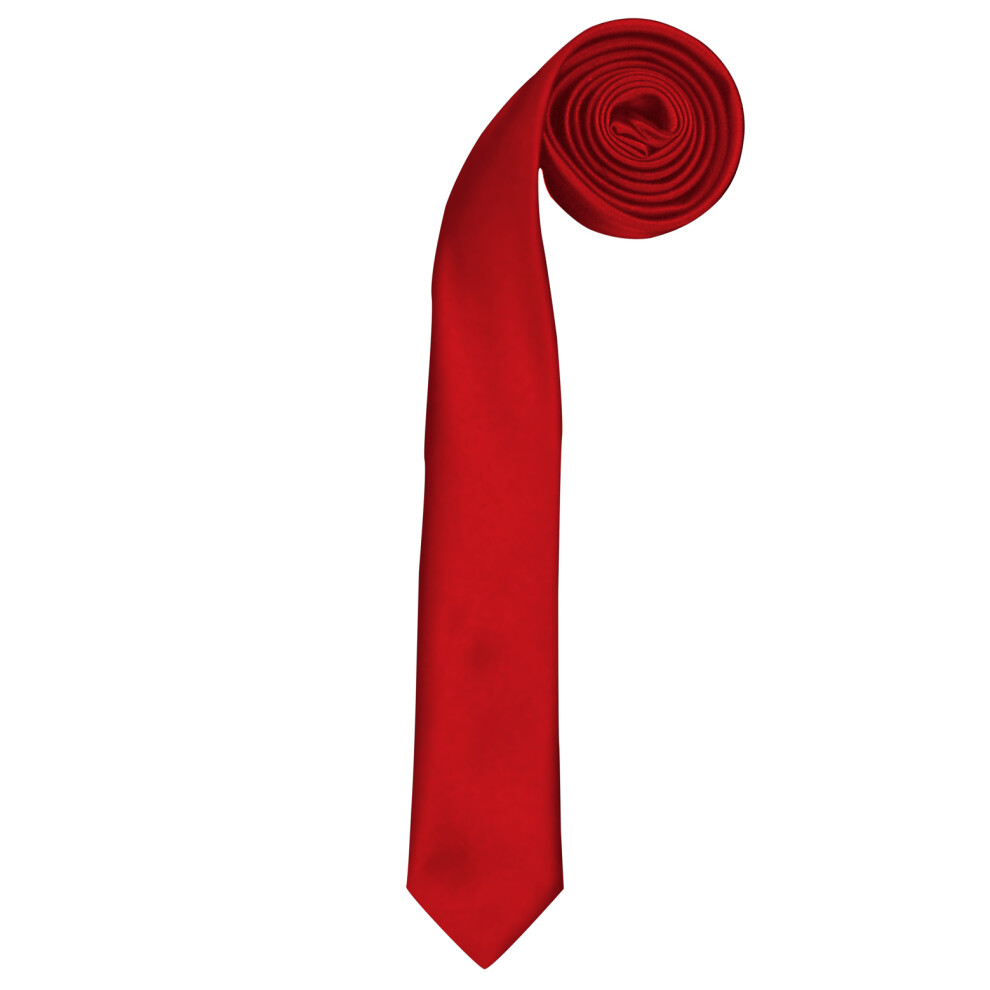 (One Size, Red) Premier Tie - Mens Slim Retro Work Tie