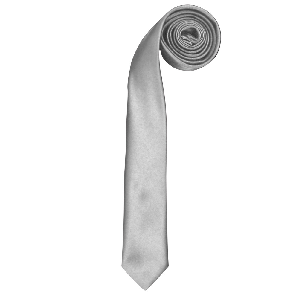 (One Size, Silver) Premier Tie - Mens Slim Retro Work Tie