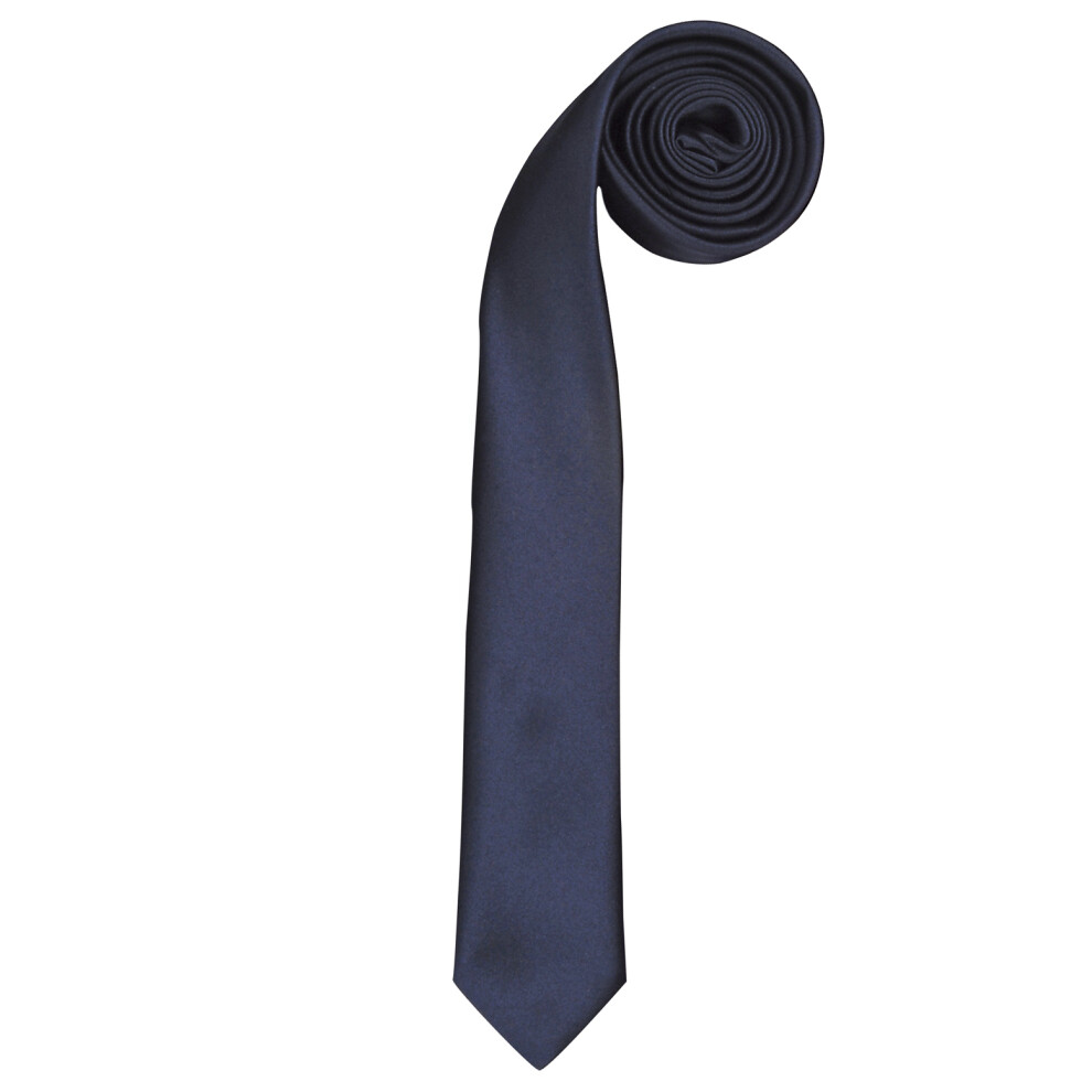 (One Size, Navy) Premier Tie - Mens Slim Retro Work Tie