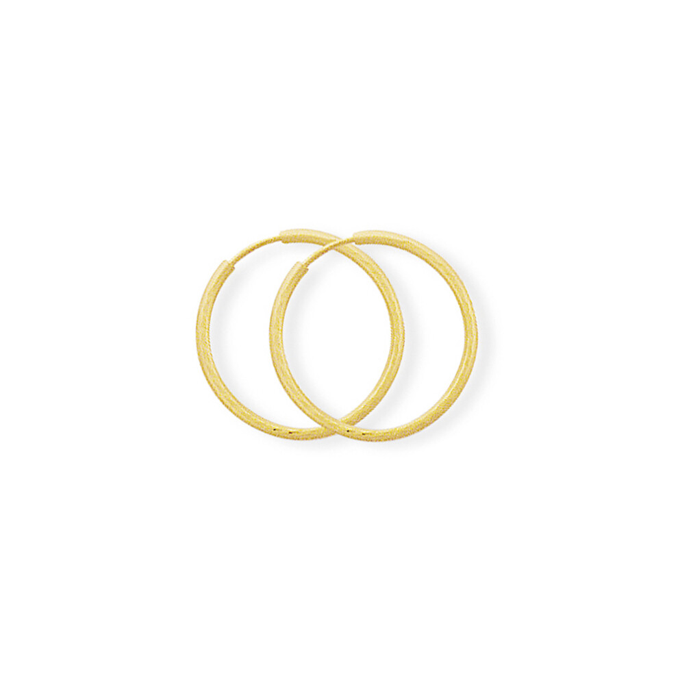 Jewelco London Ladies 9ct Yellow Gold 0.75mm Diamond-cut Sleeper Hoop Earrings - 17mm - SENR02930