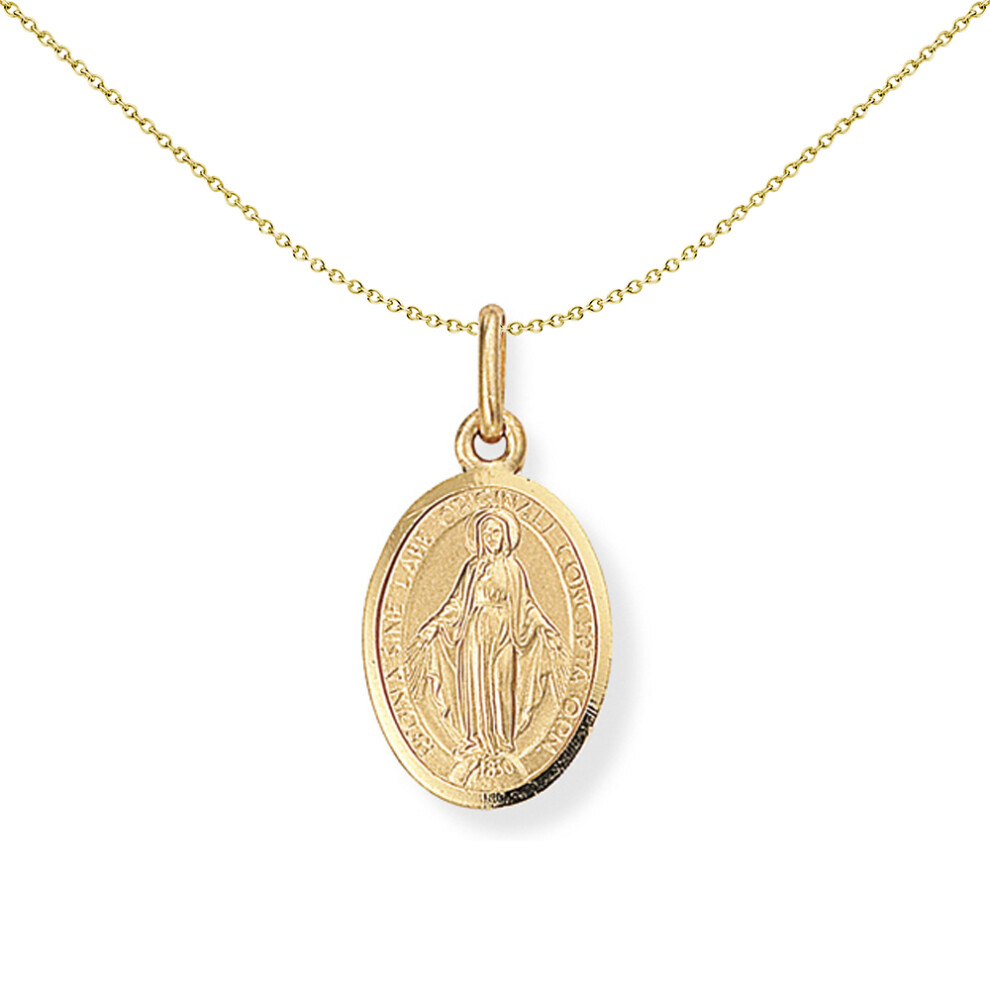 Jewelco London 9ct Gold Miraculous Madonna (Virgin Mary) Medallion Charm Pendant 9x19mm - FANR02036