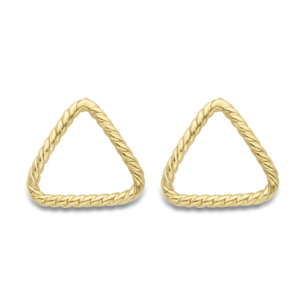 Jewelco London 9ct Yellow Gold Rope Twist Equilateral Triangle Stud Earrings - ERNR02649