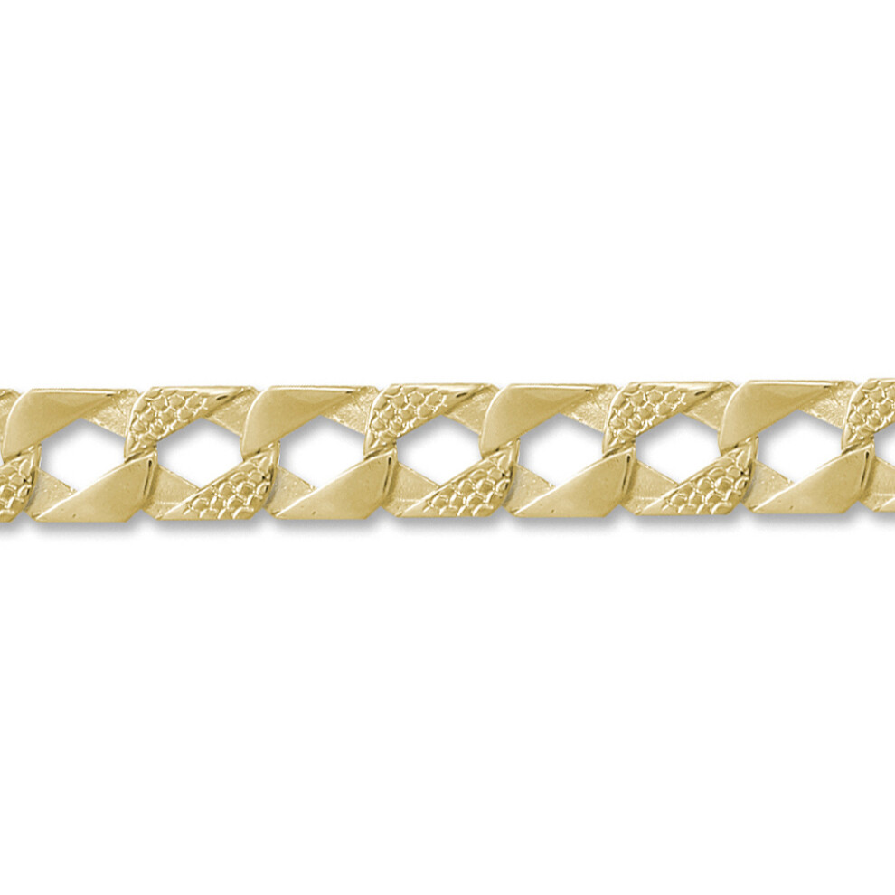 Jewelco London Men's Solid 9ct Yellow Gold London Lizard Curb 13mm Gauge Hand Assembled Cast Chain Bracelet, 9 inch - JBB273-9