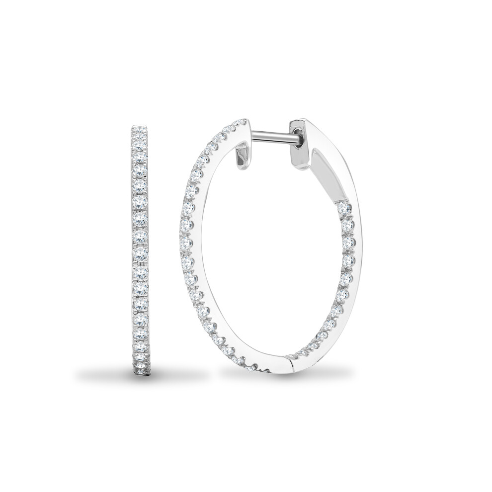 18ct White Gold  0.64ct Diamond Eternity Huggie Hoop Earrings 23mm - 18E446