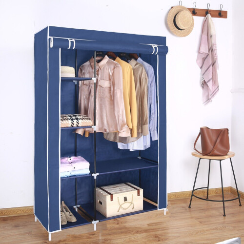 Canvas Wardrobe Organizer - Double - Blue