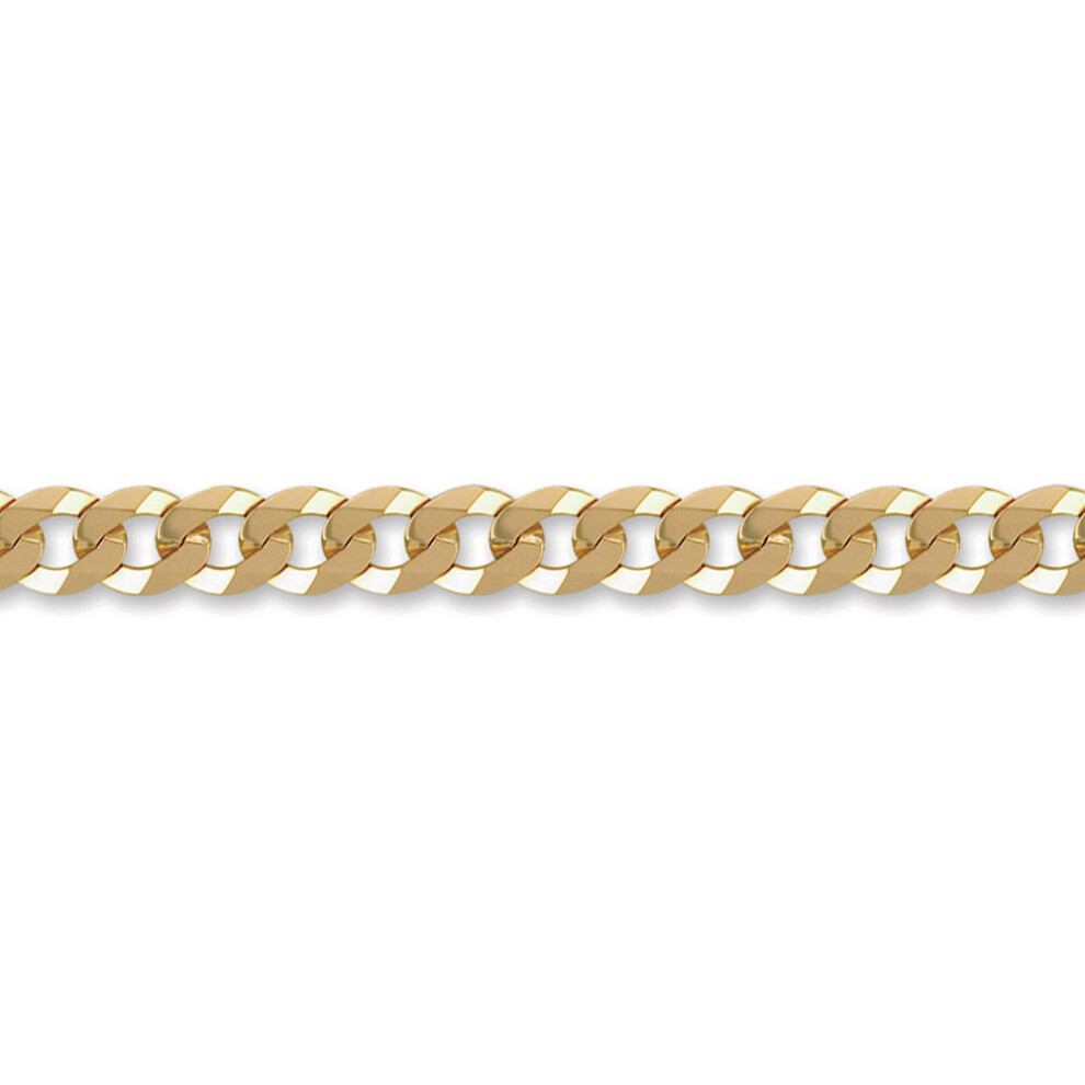 (24) Jewelco London Men's Solid 9ct Yellow Gold Flat Curb 8.4mm Gauge Chain Necklace