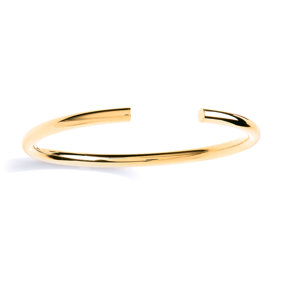 Jewelco London Ladies Yellow Gold-Plated Sterling Silver Round Tube Flexi Torque Bangle Bracelet 4mm - GVG179GOLD