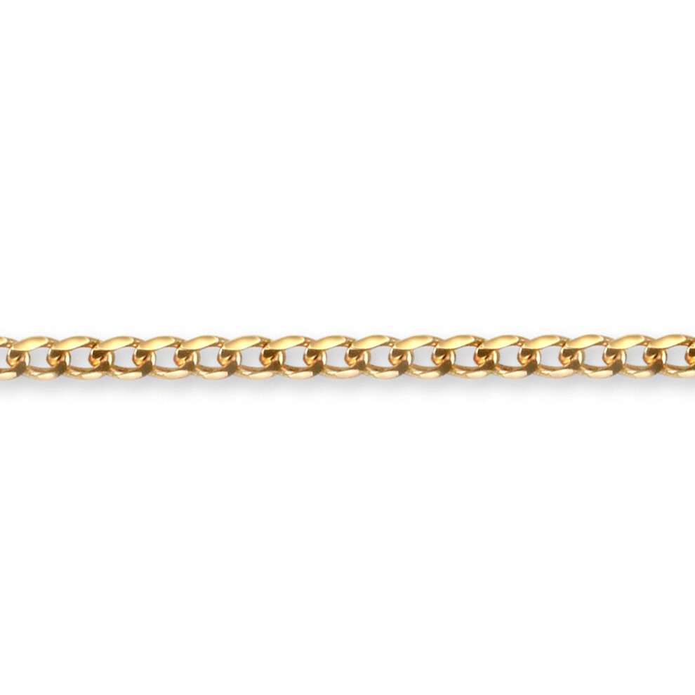 (18) Jewelco London Unisex Solid 9ct Yellow Gold Flat Curb 1.5mm Gauge Pendant Chain Necklace - JCN076A