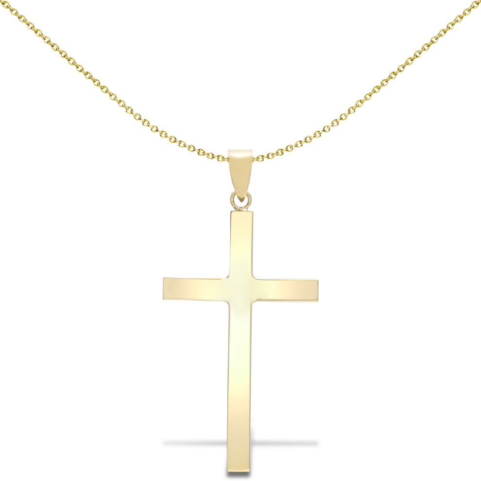 Jewelco London Solid 9ct Yellow Gold Plain Cross Pendant - JPX004