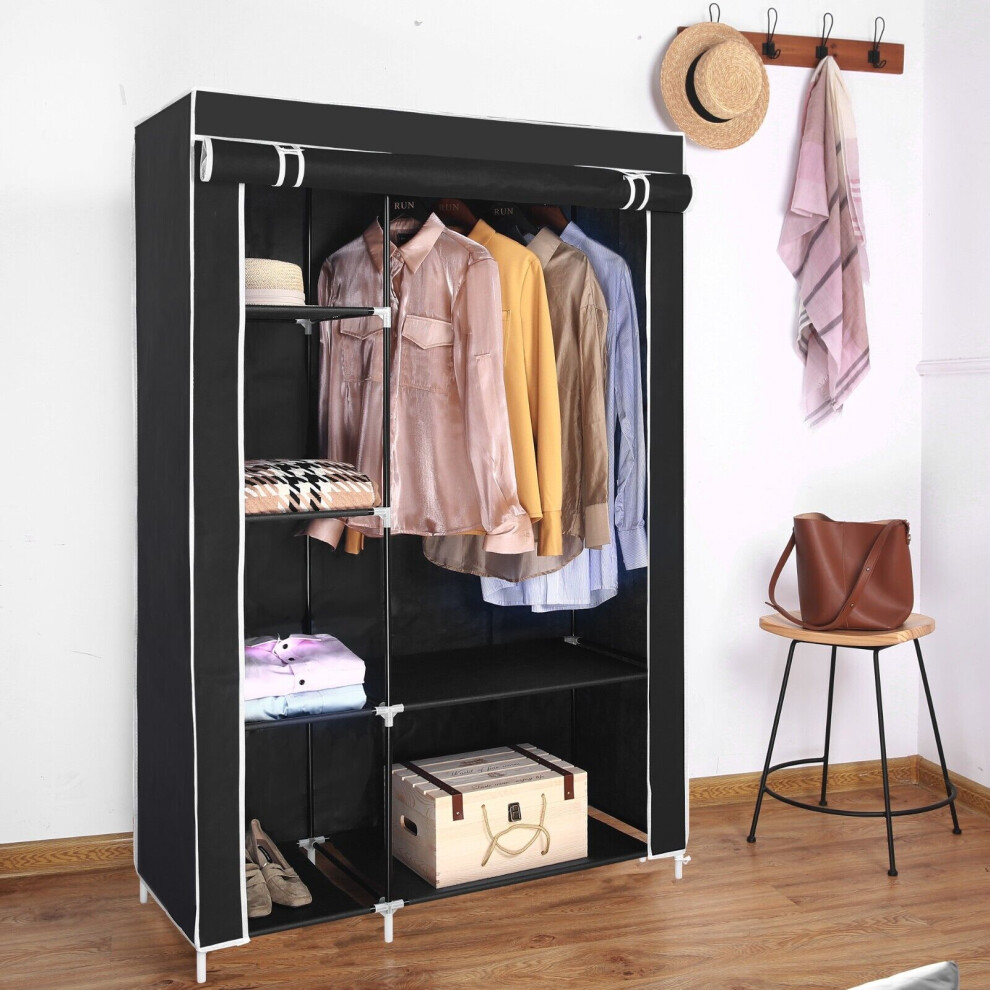 Canvas Wardrobe Organizer - Double - Black