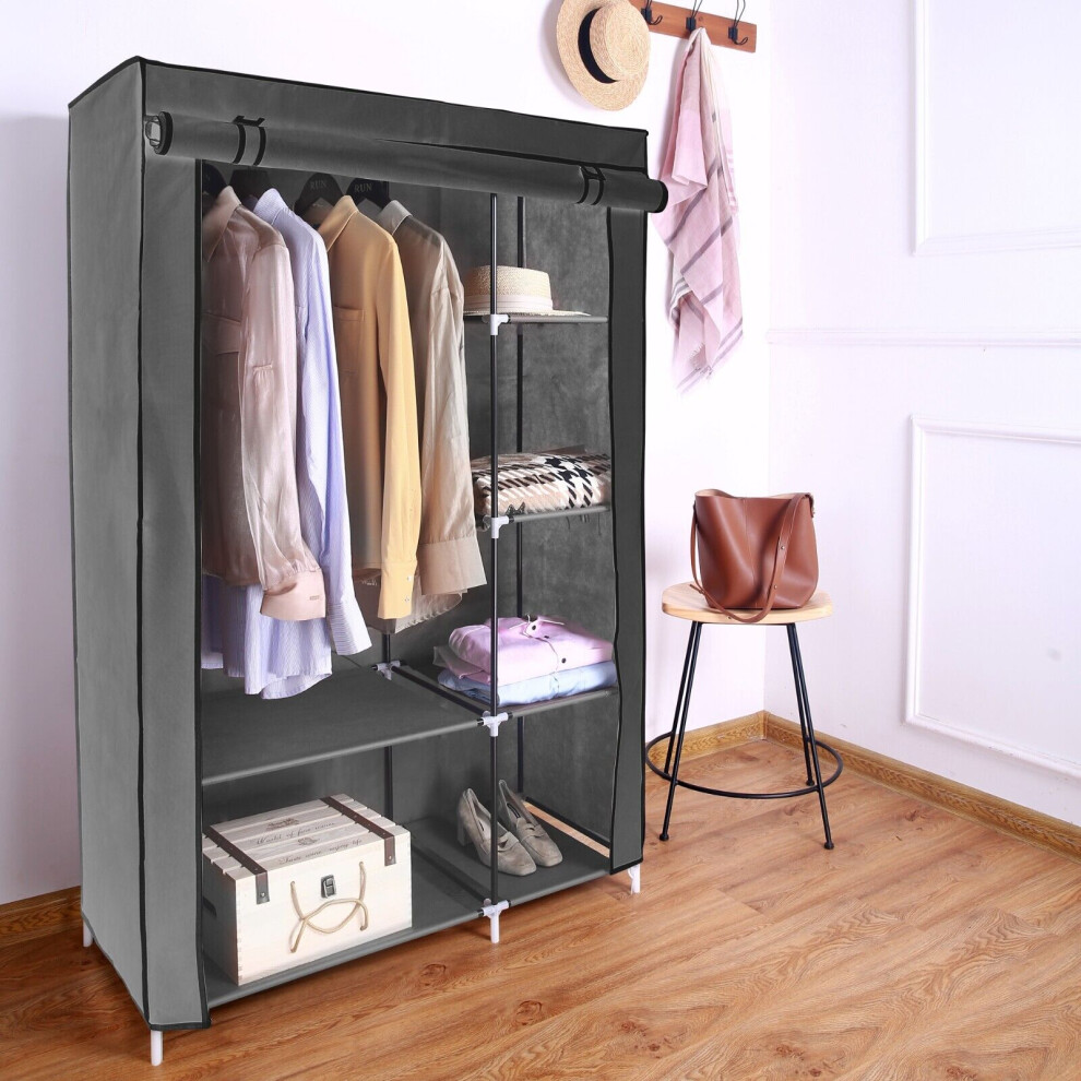 Canvas Wardrobe Organizer - Double - Grey