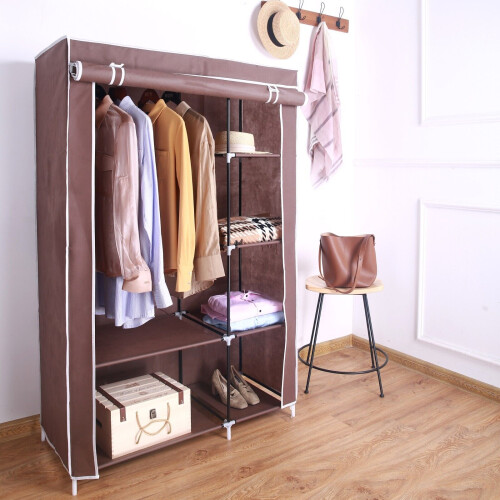 Canvas Wardrobe Organizer - Double - Brown