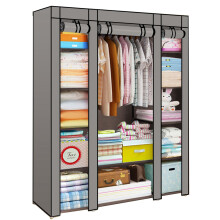 Canvas Wardrobe Organizer - Triple Grey (64A) 172cm x 130cm x 45cm