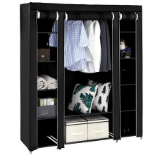Canvas Wardrobe Organizer - Triple - Black