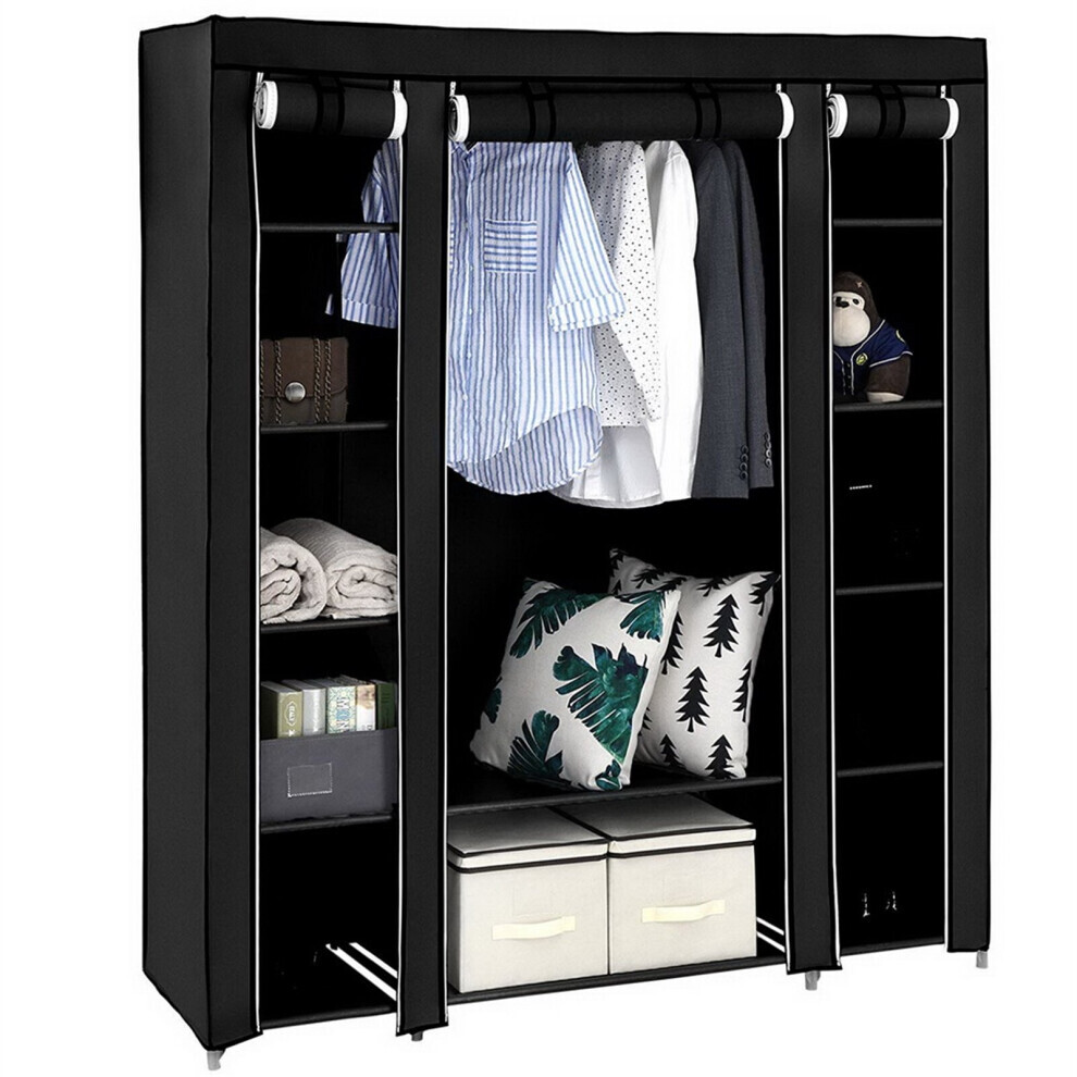 Canvas Wardrobe Organizer  - Triple - Black