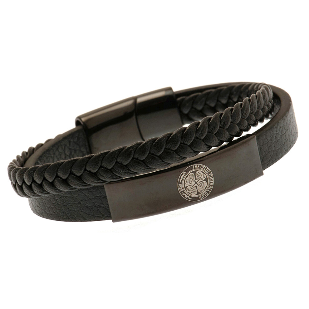 Celtic FC Leather Black Bracelet