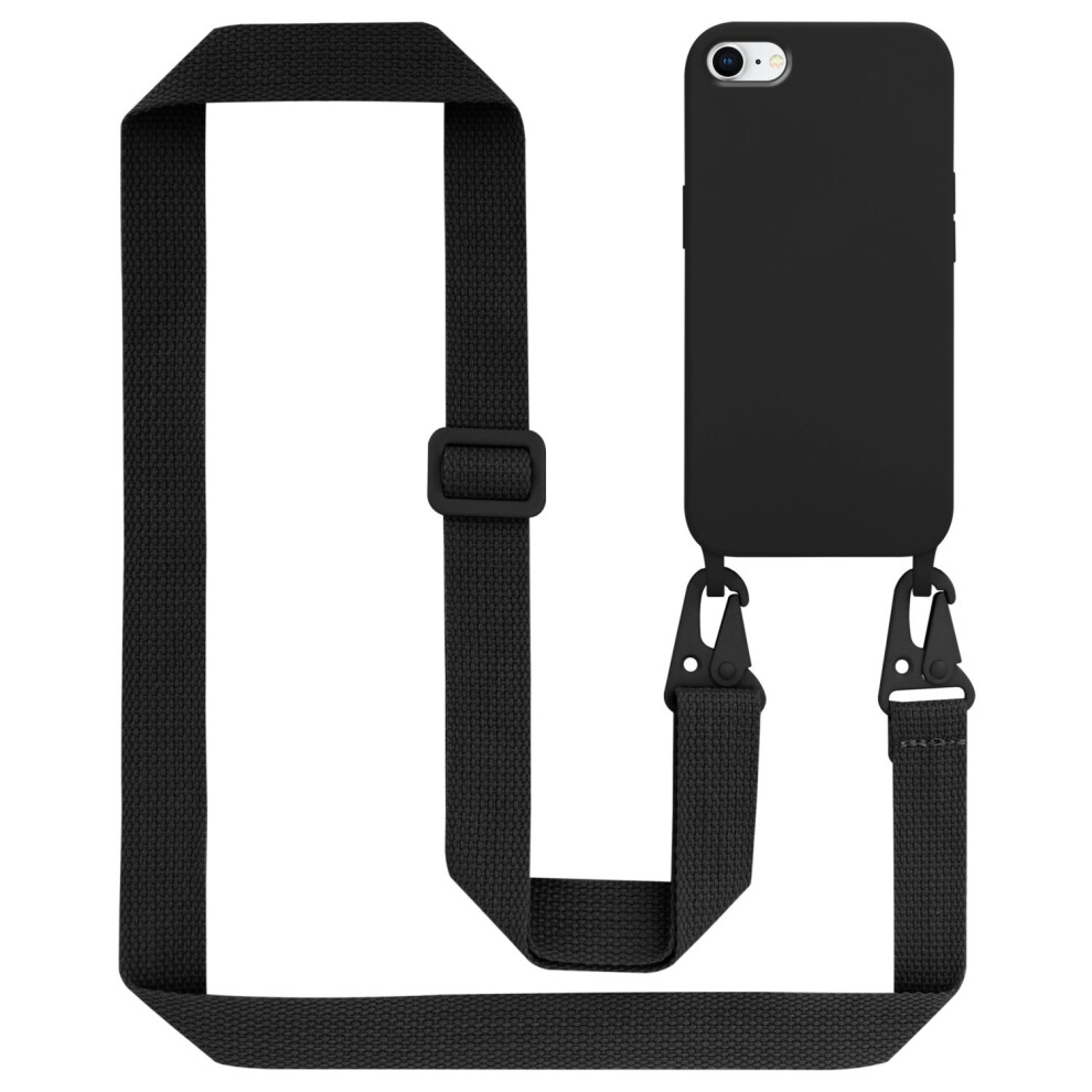 (Black) Cadorabo Mobile Phone Chain for Apple iPhone 7 / 7S / 8 / SE 2020 TPU Silicone Case Cover