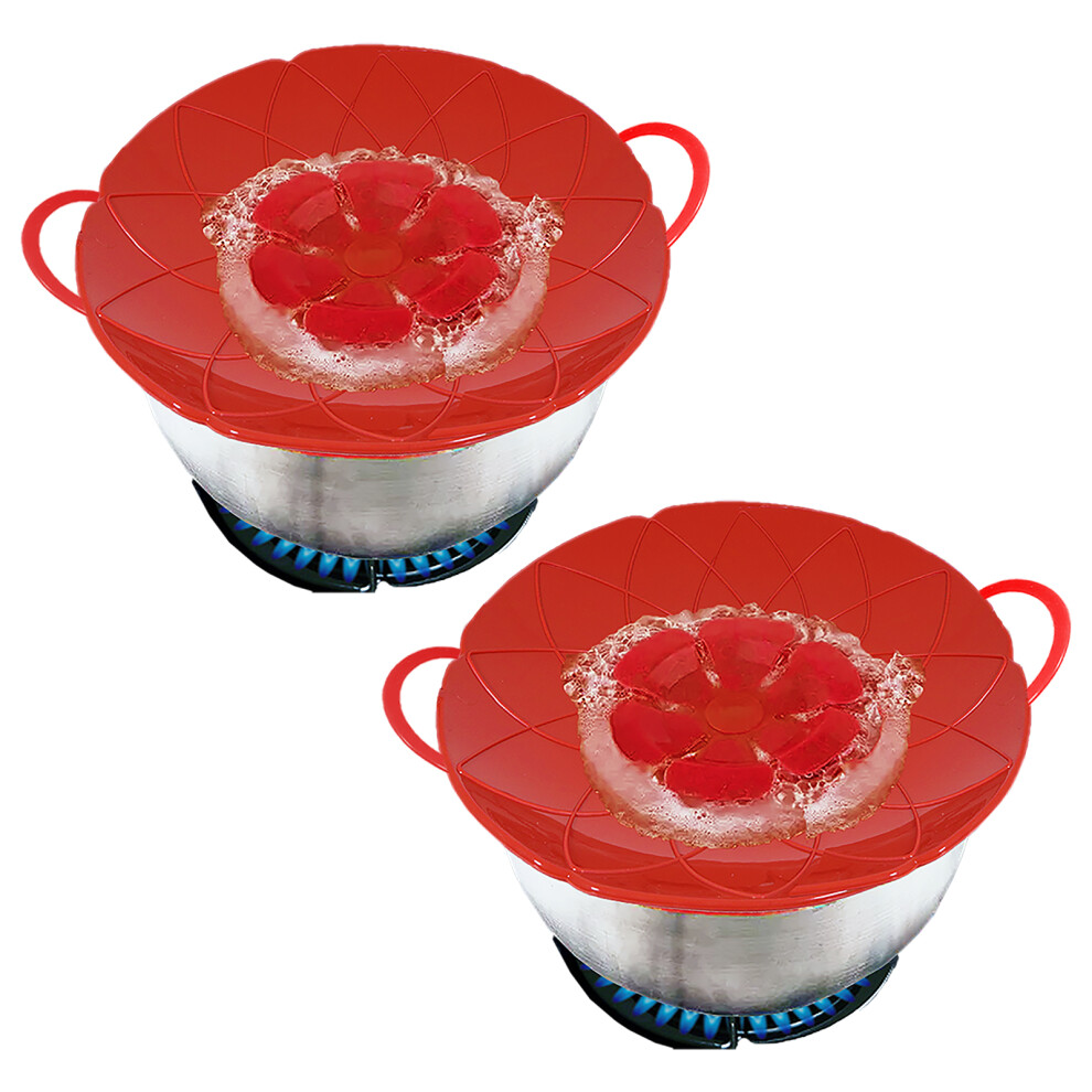 Pan Lid Spill Stopper Silicone Saucepan Pot Steamer Cover Anti Boiling Overflow Guards (Pack of 2)