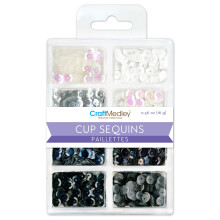 Craft Medley(TM) Creative Essentials Cup Sequins 7mm 0.56oz-Black & White Classic GC457-A