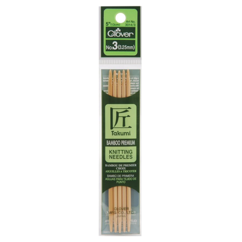 Takumi Bamboo Double Point Knitting Needles 5" 5/Pkg-Size 3/3.25mm 3014-3